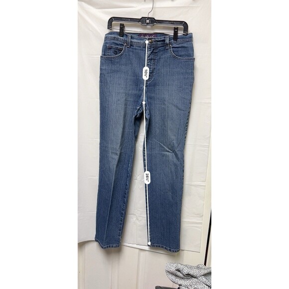 BDE Gloria Vanderbilt Jeans Women’s Size 10 Blue Distressed High-Rise Straight - Picture 4 of 7